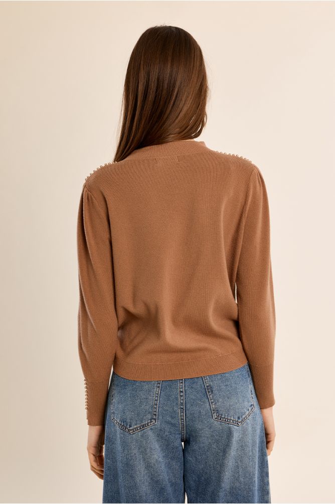 Straight sweater, beaded details