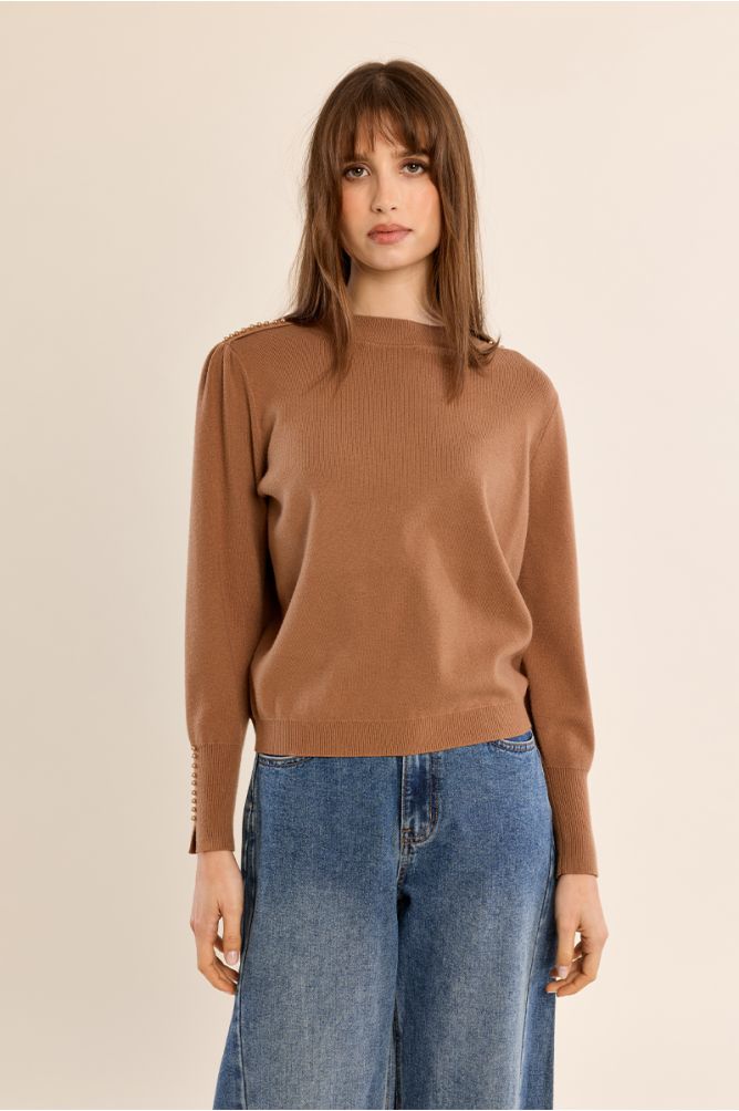 Straight sweater, beaded details