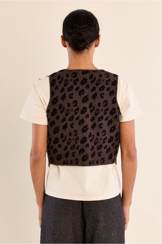 Chaleco con estampado y botones