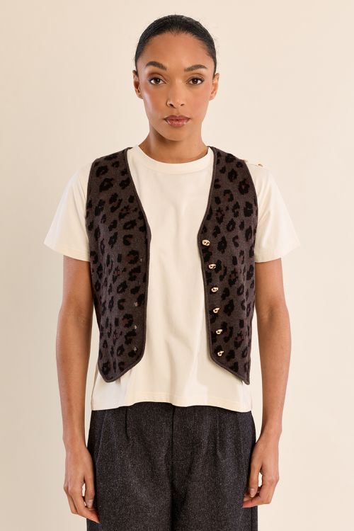 Chaleco con estampado y botones