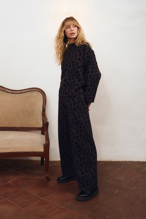 Pantalon en maille, léopard