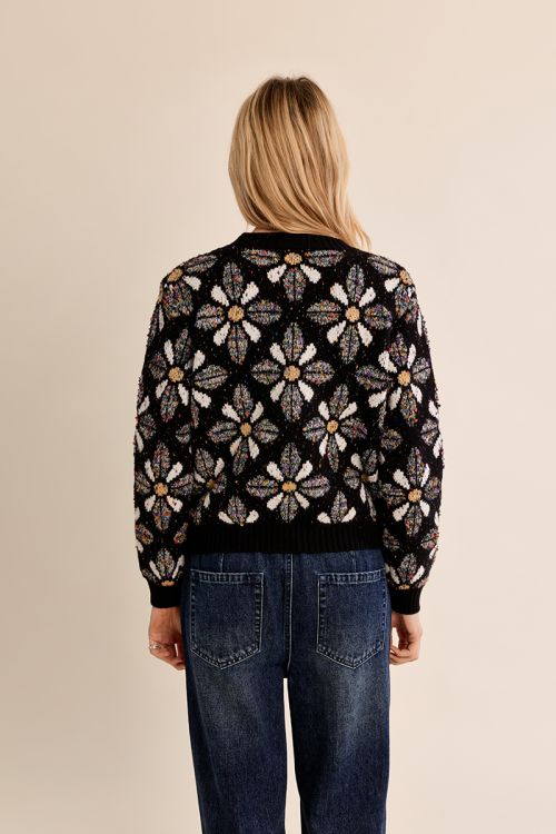 Knitted sweater with floral print
