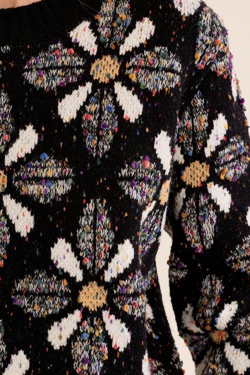 Knitted sweater with floral print