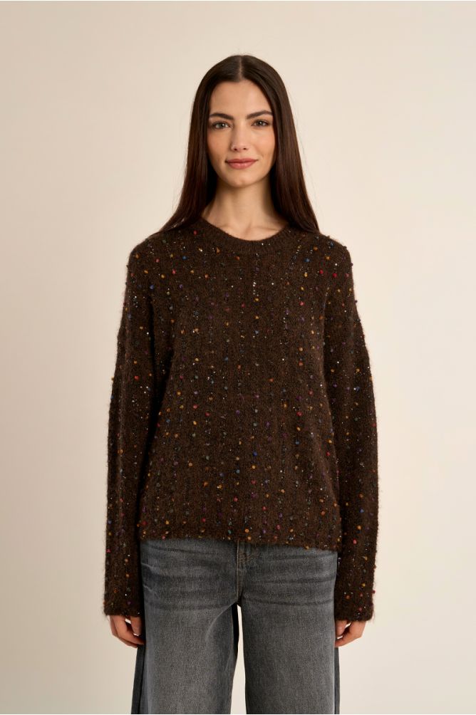 Knitted sweater, with beads