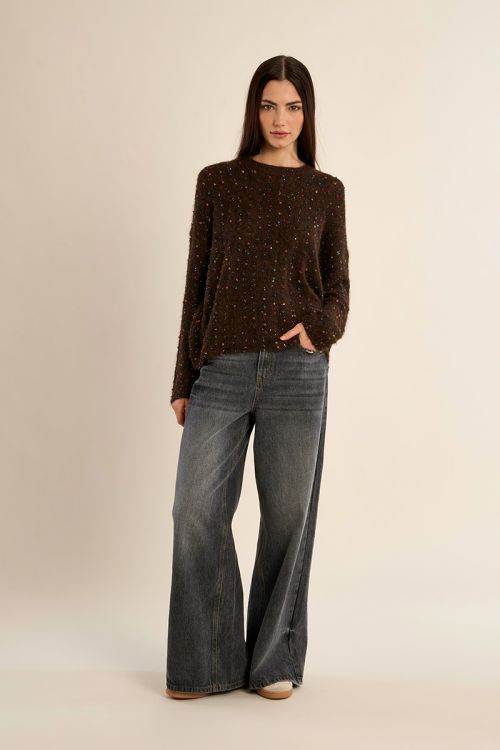 Knitted sweater, with beads