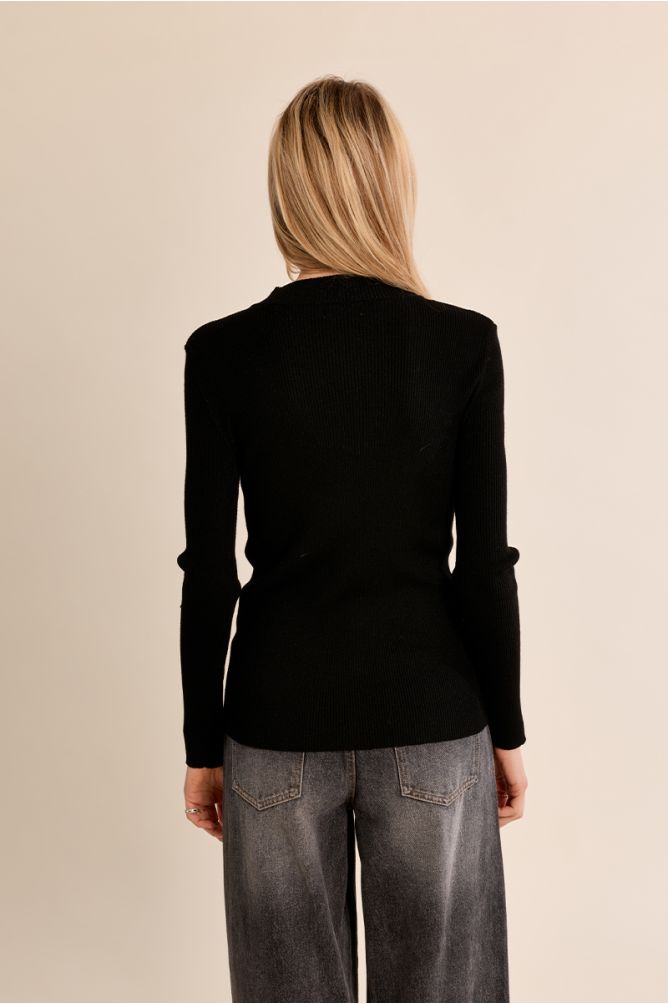 Pull en maille côtelée avec ouverture