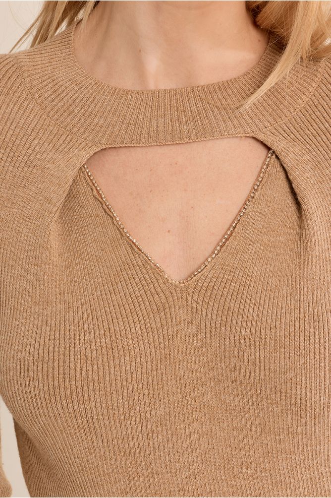 Jersey de manga larga abertura en el escote
