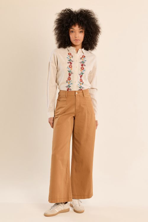 Wide-leg trousers, made of cotton