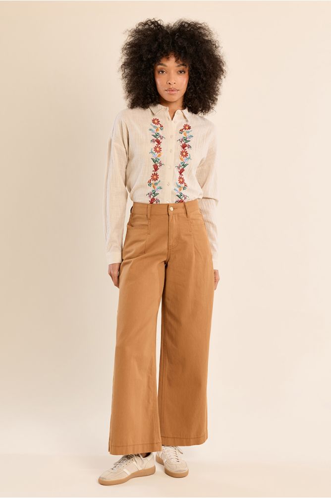 Pantalon large, en coton