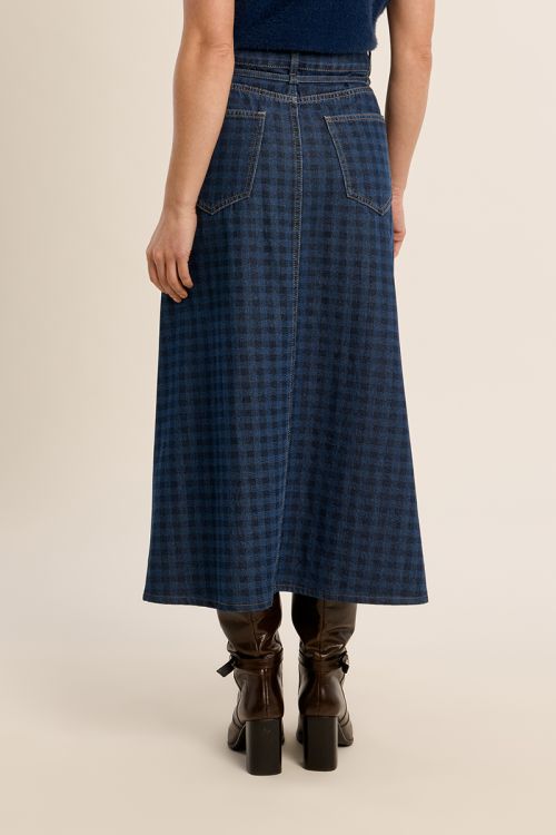 Long denim skirt, in cotton
