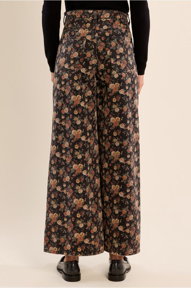 Denim à fleurs, en coton