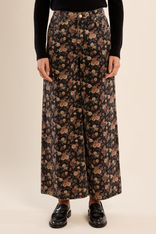Denim à fleurs, en coton