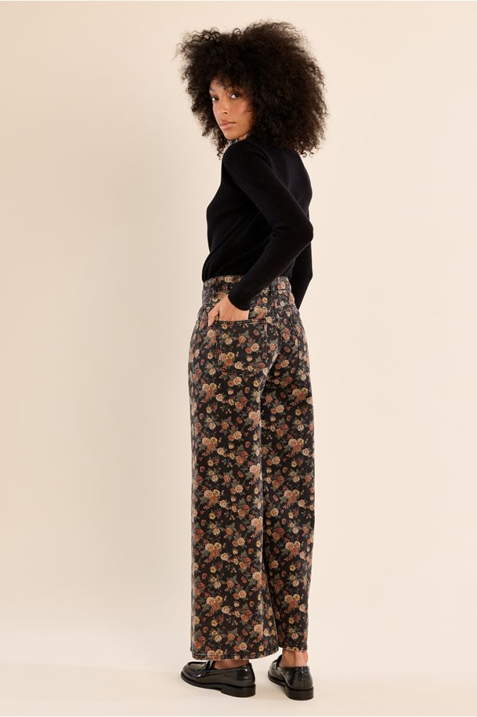 Denim à fleurs, en coton