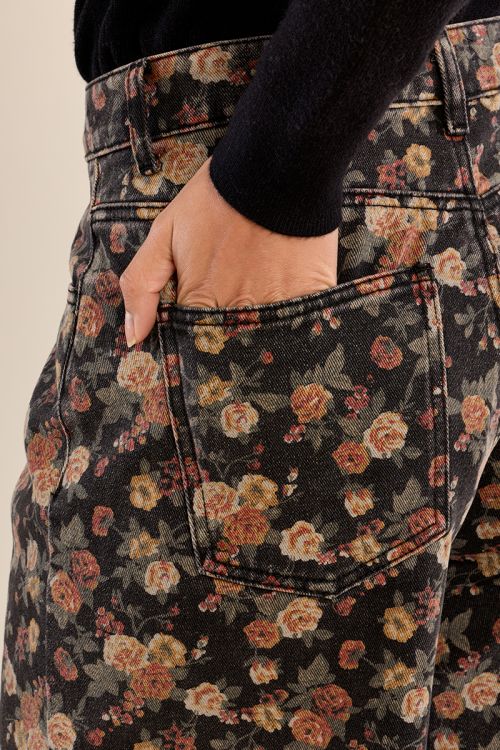 Denim à fleurs, en coton