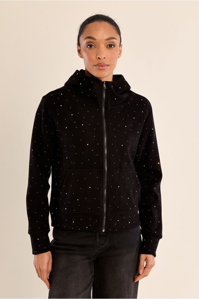Veste zippée, parsemé de strass