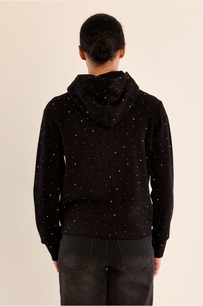 Zipped jacket, studded with rhinestones