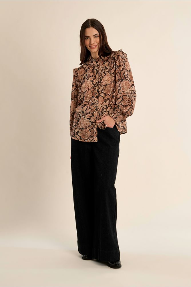 Blouse col Mao, imprimé fleuri