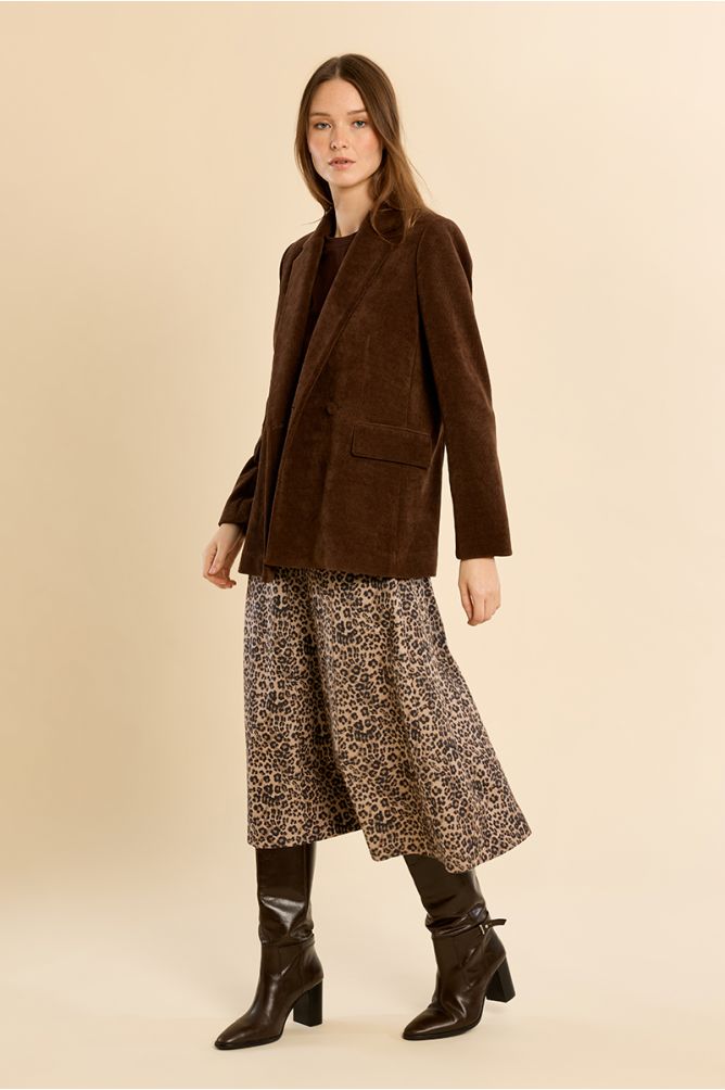 Flared midi skirt, leopard