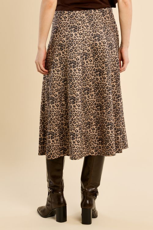 Flared midi skirt, leopard
