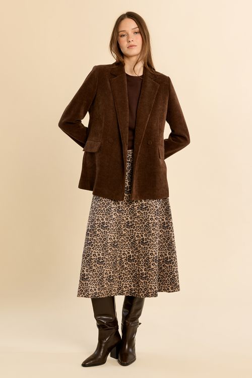 Flared midi skirt, leopard