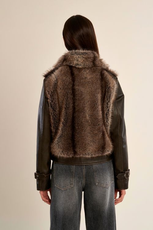 Veste zippée bi-matière