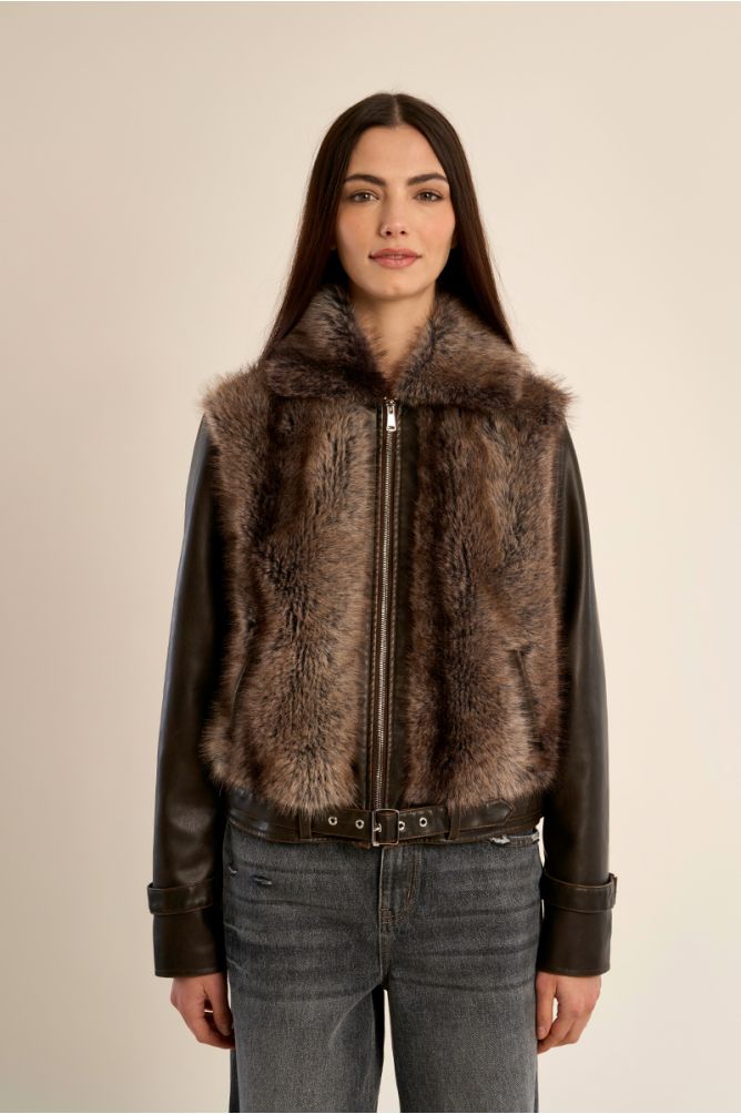 Veste zippée bi-matière