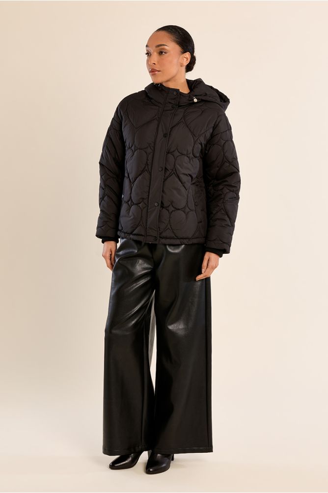 Quilted puffer jacket with heart pattern