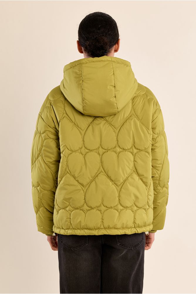 Quilted puffer jacket with heart pattern