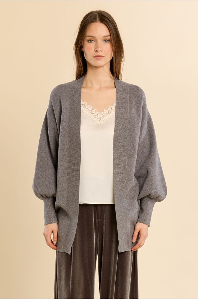 Long open knit vest