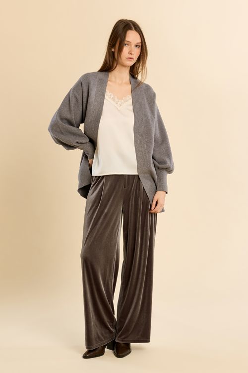 Long gilet ouvert en maille