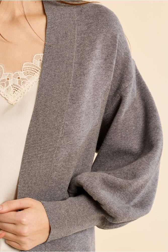 Long gilet ouvert en maille