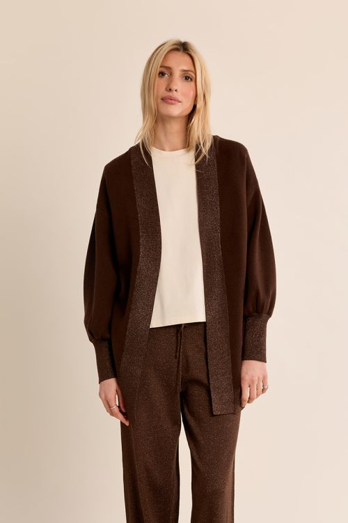 Long open knit vest