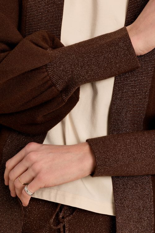 Long gilet ouvert en maille