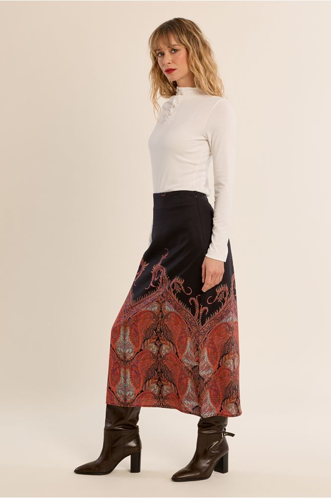 Jupe taille haute, imprimée