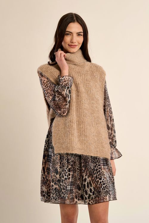 Pull col roulé en maille, sans manches