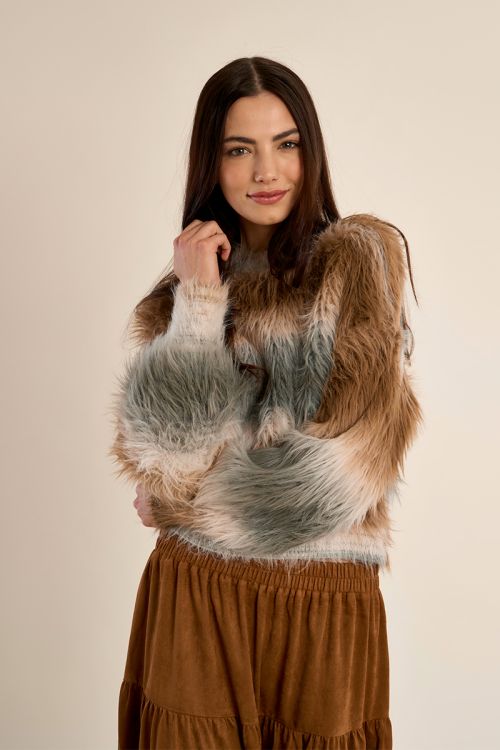 Pull rayé, duveteux