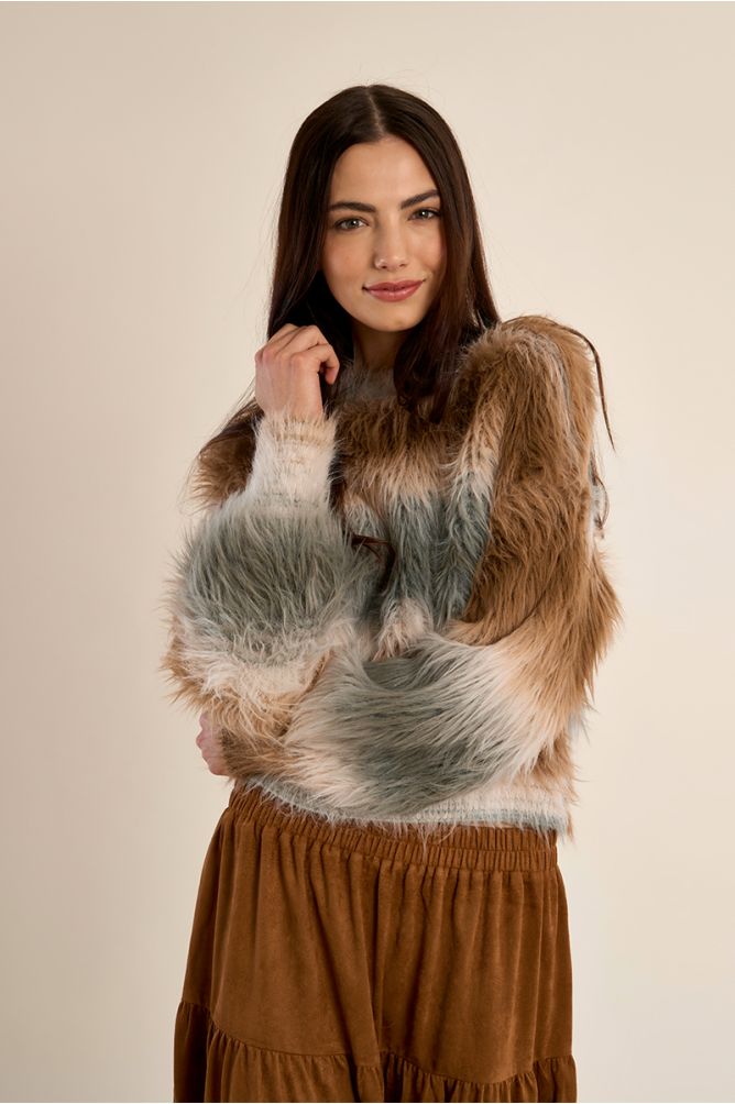 Pull rayé, duveteux