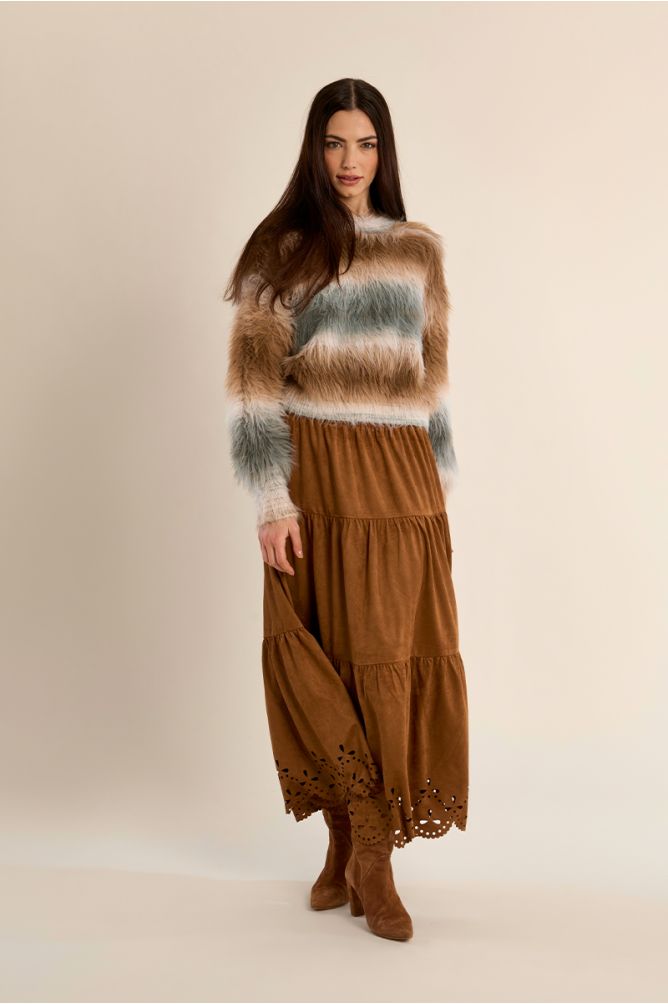 Pull rayé, duveteux