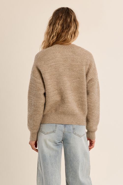 Cardigan col V, détail cœur