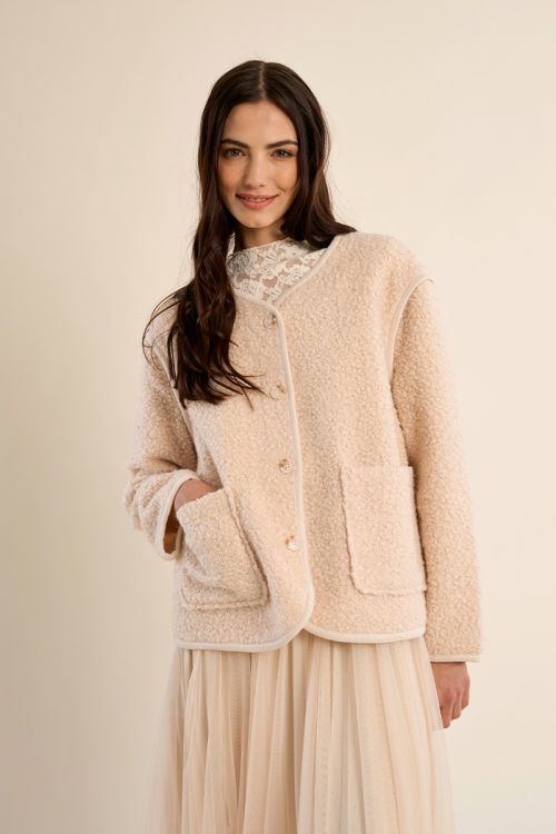 Textured jacket, with buttons