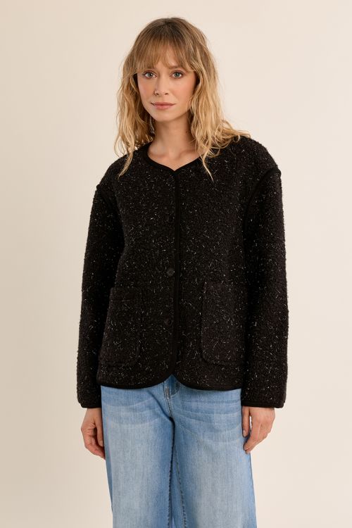 Textured jacket, with buttons