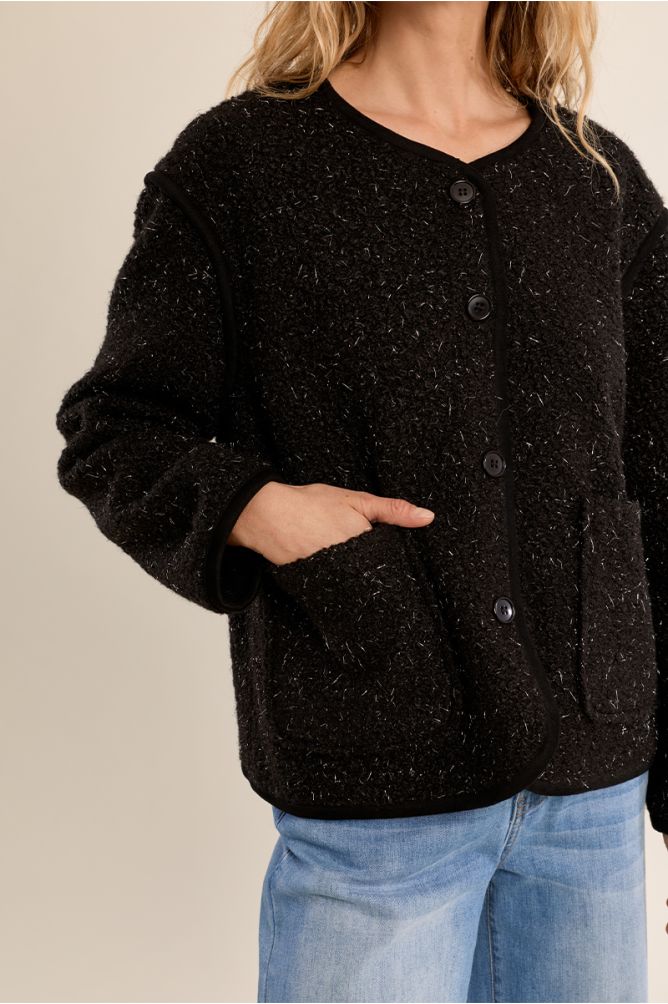 Textured jacket, with buttons
