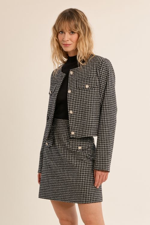 Falda corta en tejido de tweed 