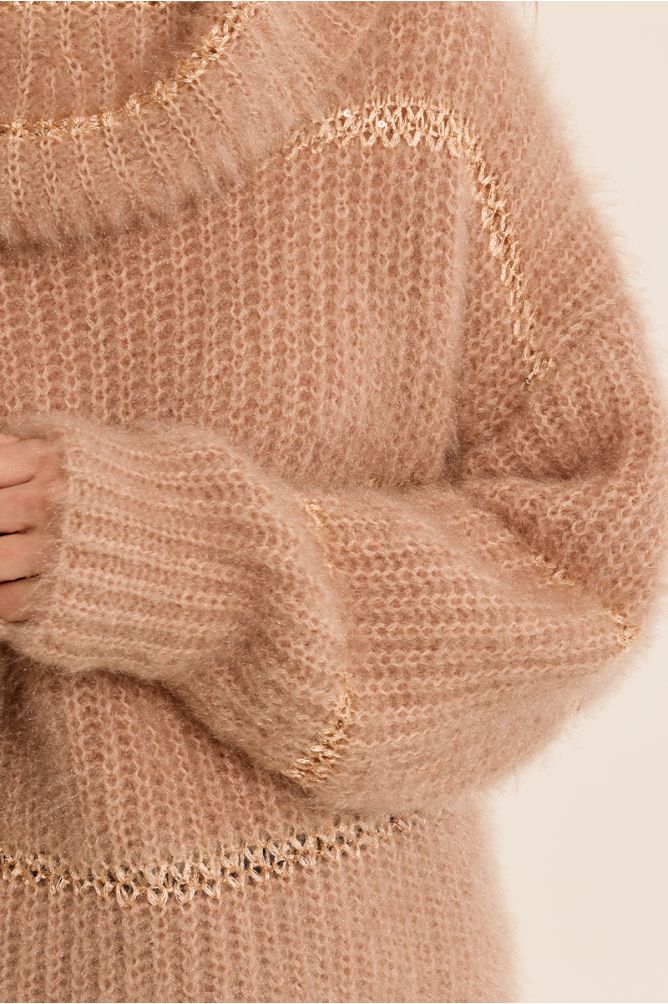 Striped knitted sweater, sequin insert