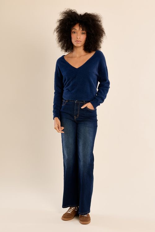 Pull duveteux, col V