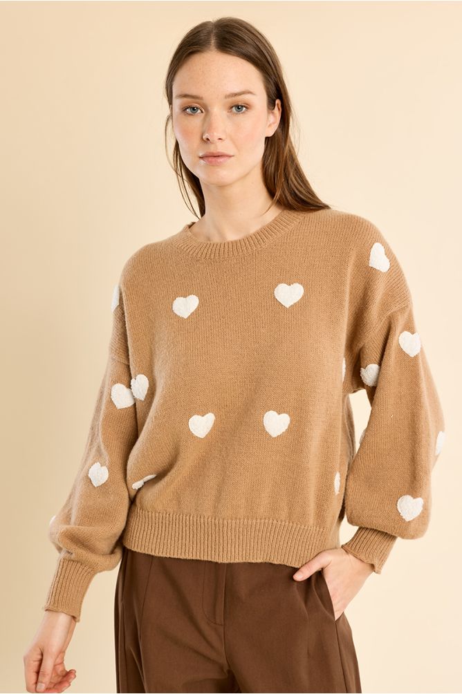 Embossed heart sweater