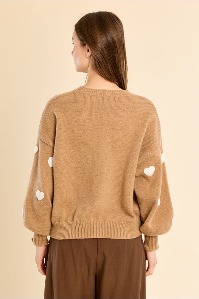 Embossed heart sweater