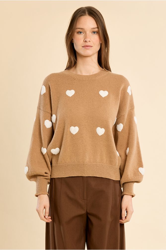Embossed heart sweater