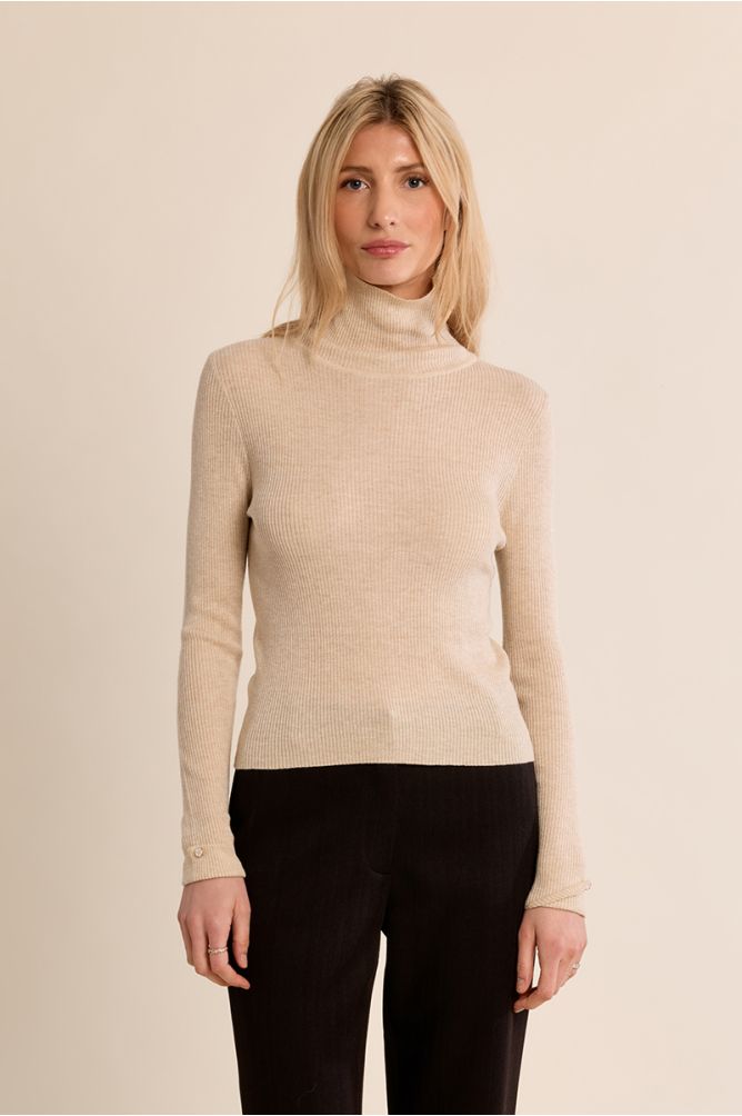 Col roulé côtelé