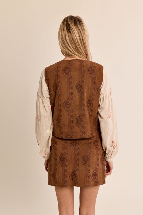 Chaleco de antelina con estampado